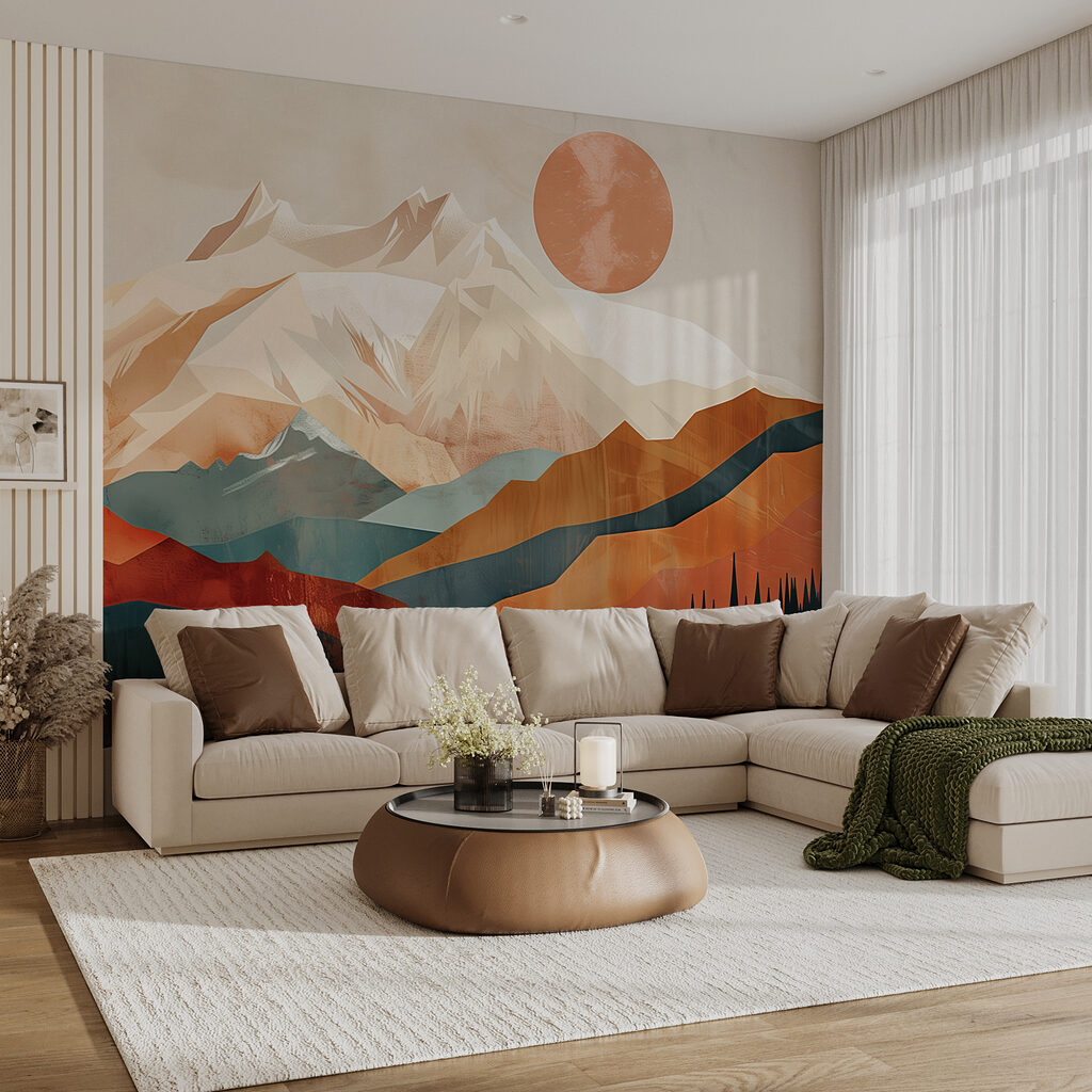 Mountain landscape with trees and a lake