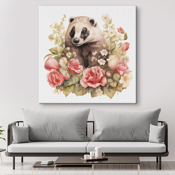 Raccoon surrounded by flowers Raccoon surrounded by flowers