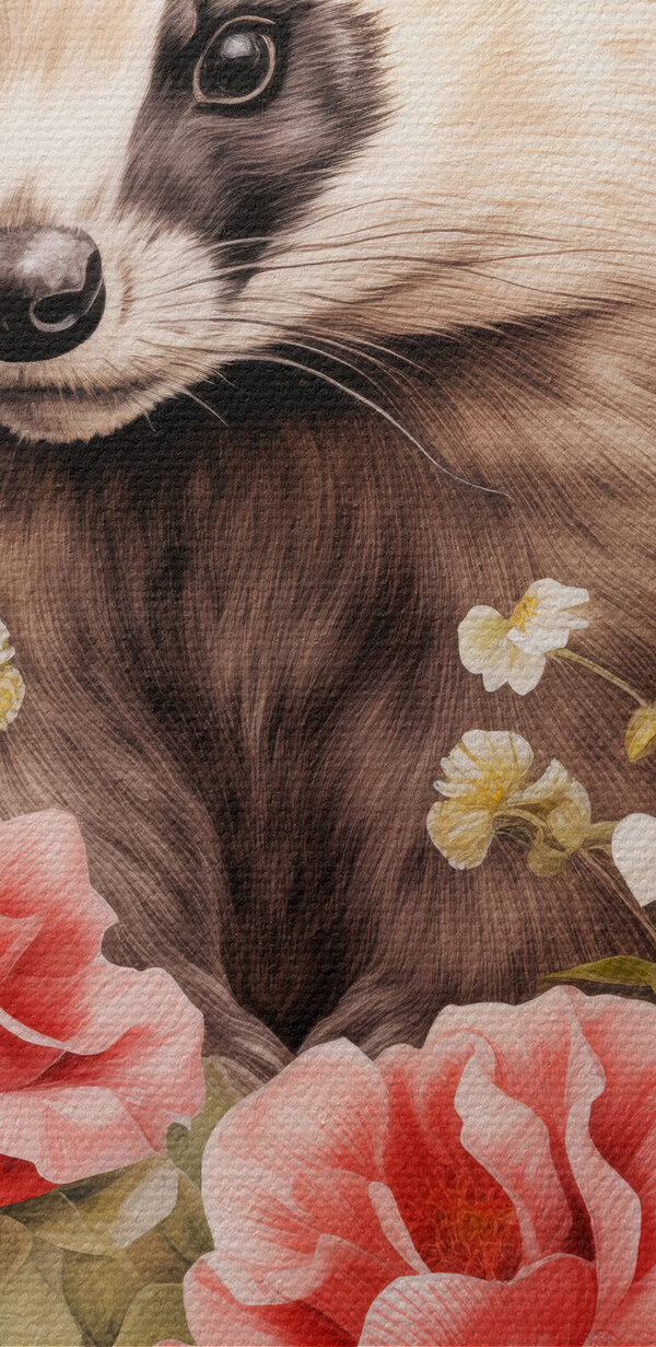 Raccoon surrounded by flowers Raccoon surrounded by flowers