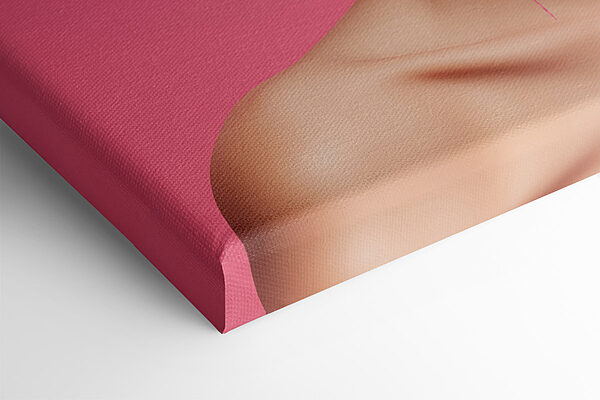 Woman with pink paper strips over her face