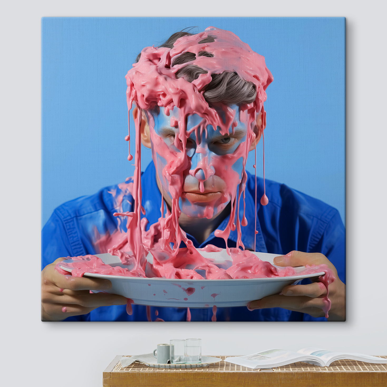 Man with pink paint on his face Man with pink paint on his face