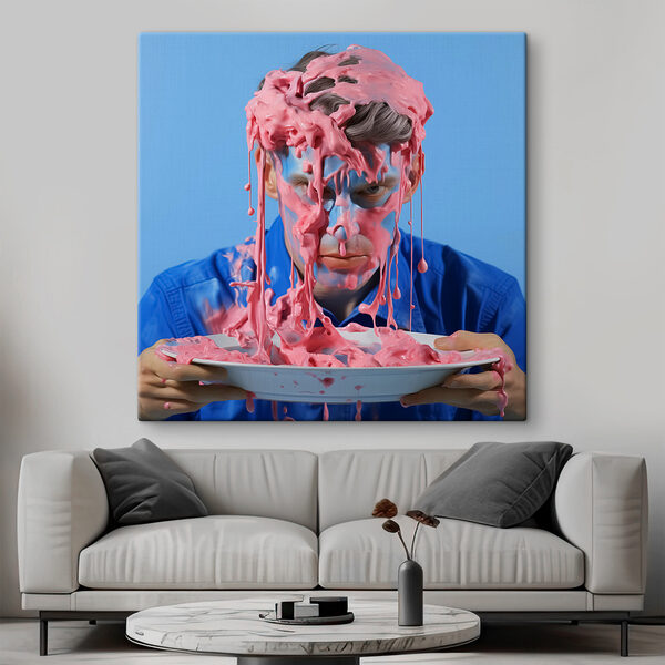 Man with pink paint on his face Man with pink paint on his face