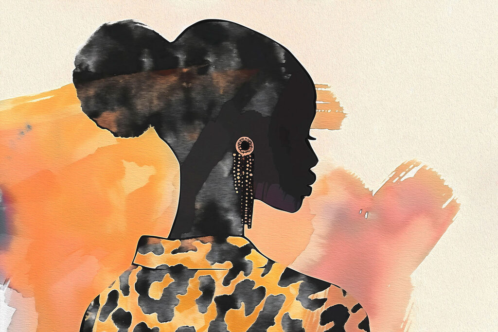 Woman with a hair bun and earrings