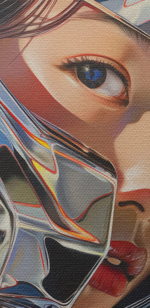 Woman in a shiny suit