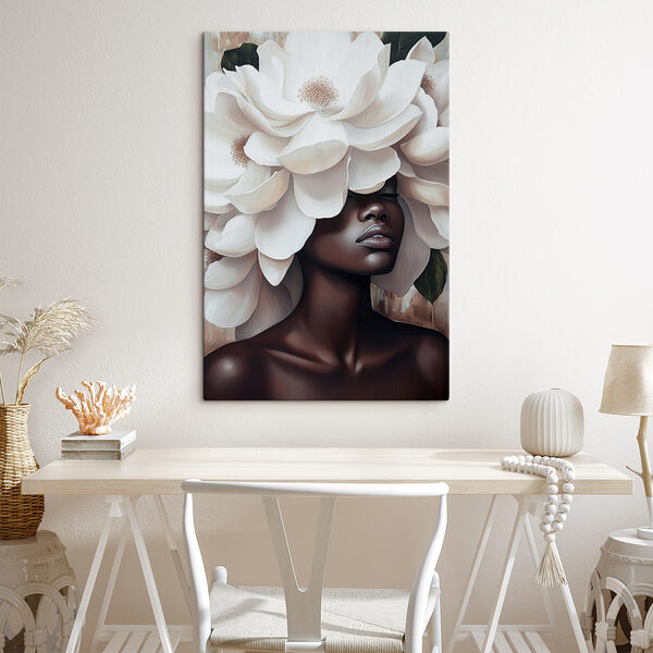 Woman with white flowers on her head Woman with white flowers on her head