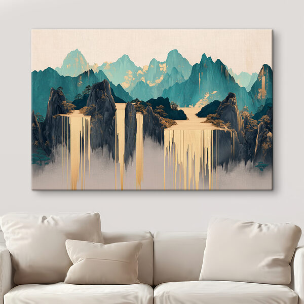 Painting of mountains and water