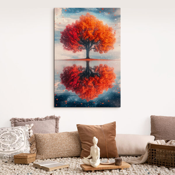 Tree with orange leaves on it