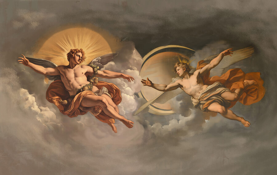 Pittura di angeli nel cielo Pittura di angeli nel cielo