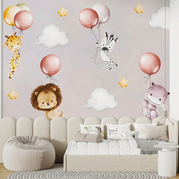 Carta da parati con animali e palloncini Carta da parati con animali e palloncini