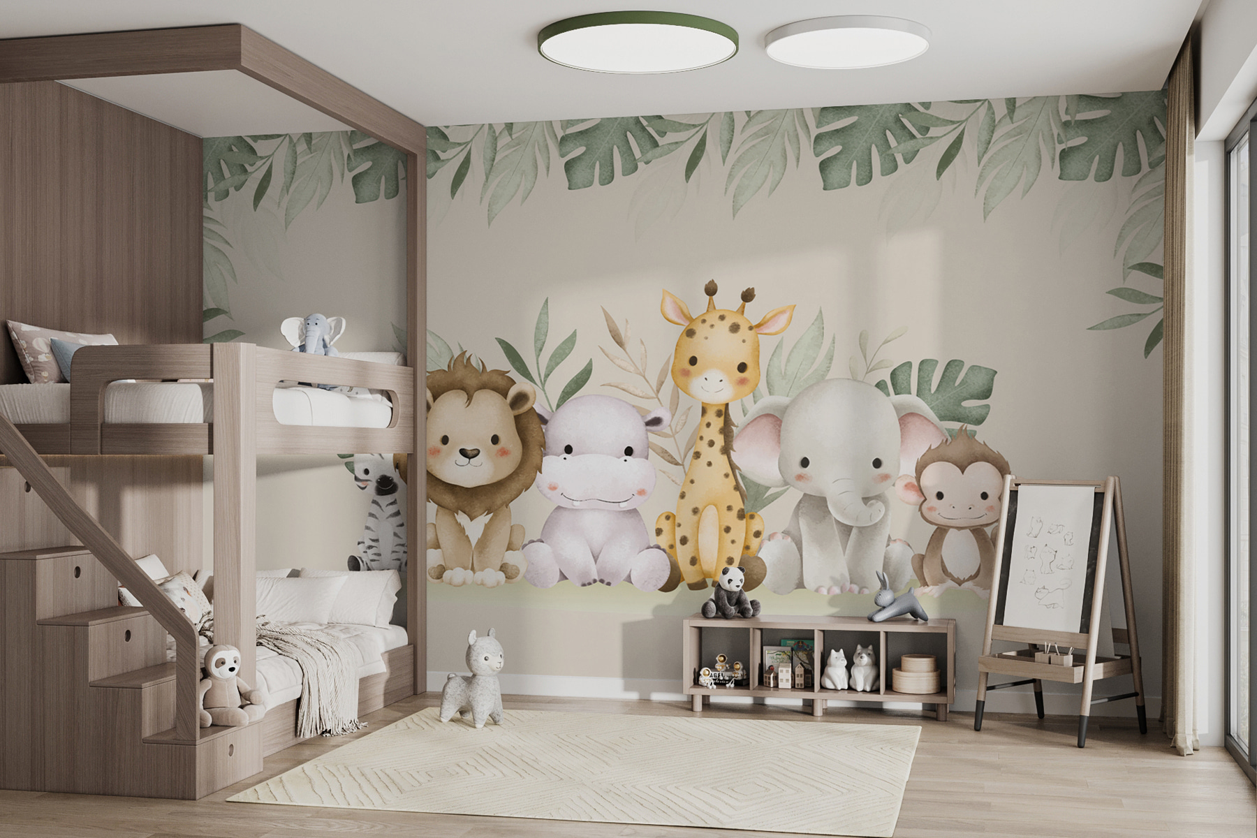 Group of animals next to leaves