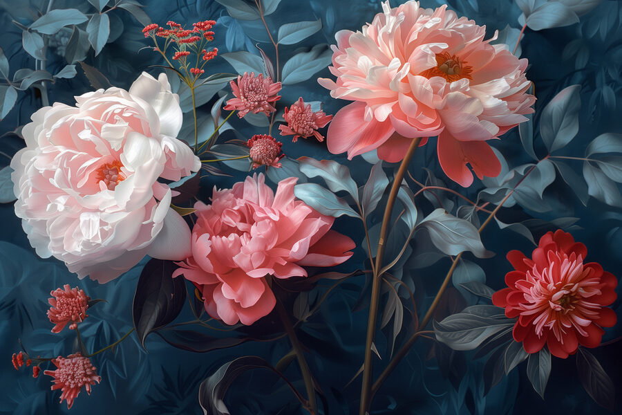 Gruppo di fiori su una pianta