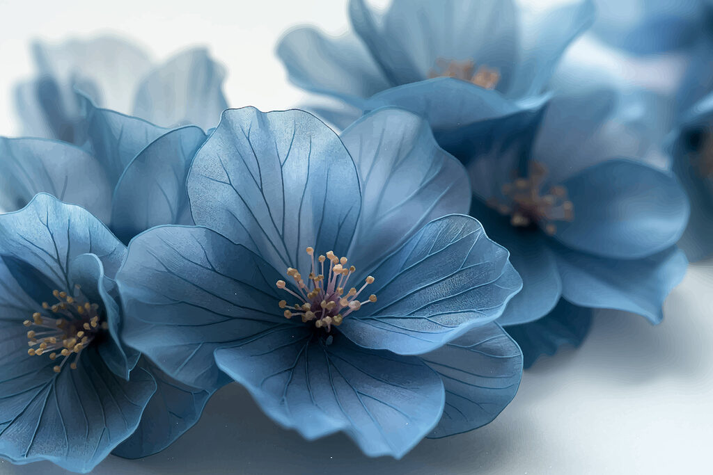 Fiori blu su una superficie bianca Fiori blu su una superficie bianca