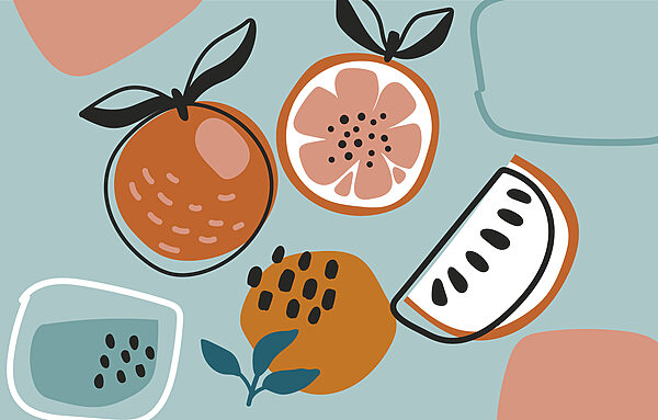 Gruppo di arance e bicchiere d'acqua Gruppo di arance e bicchiere d'acqua