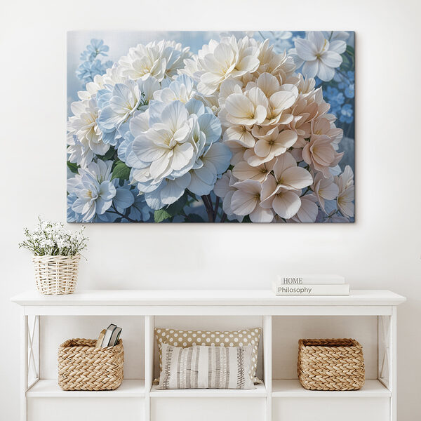 Quadri Quadri Composizione di fiori bianchi e blu (COD: s40146)