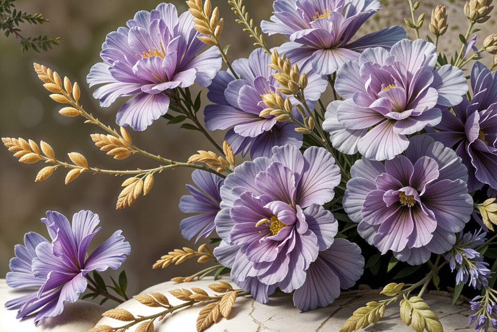 Close up of purple flowers
