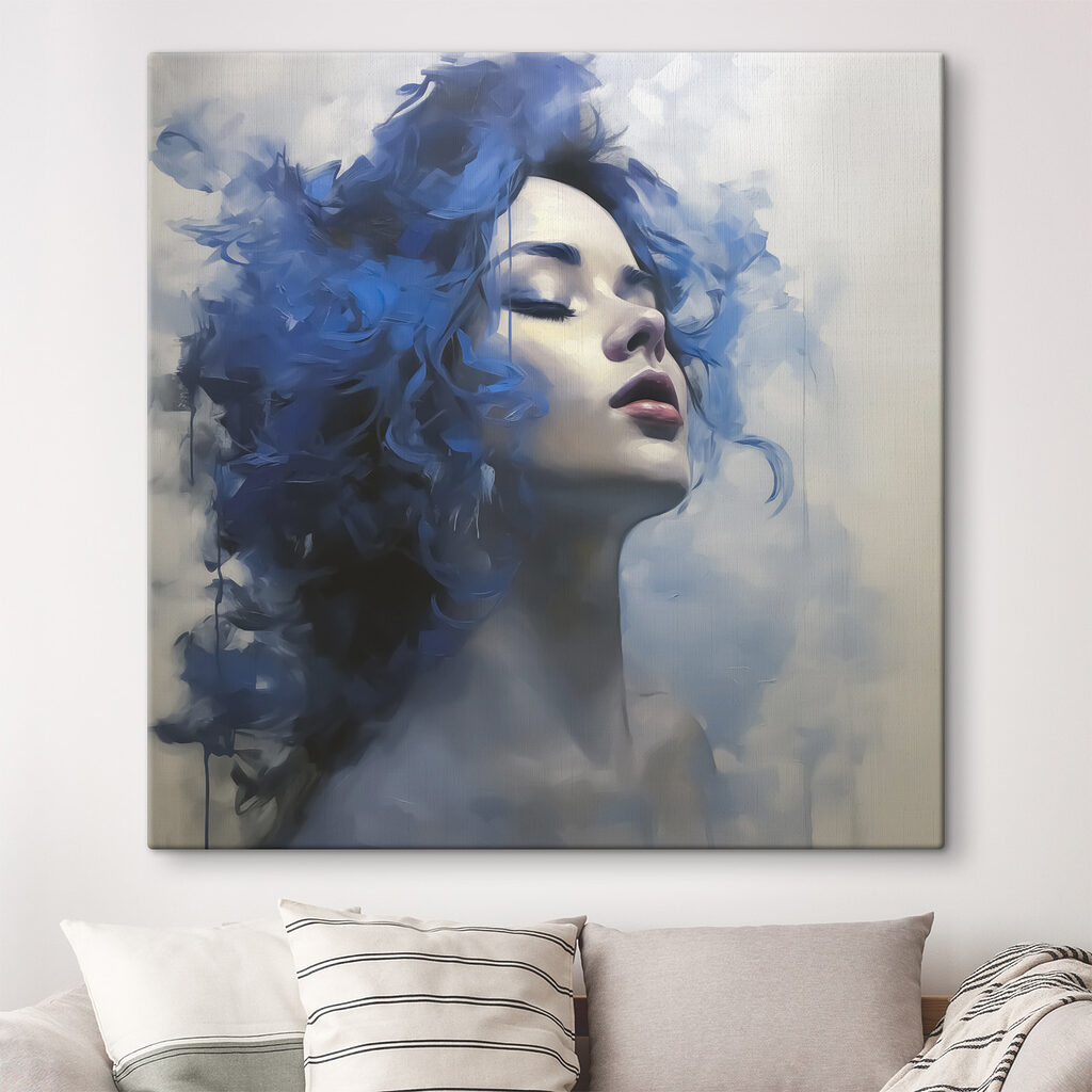 Woman with blue hair