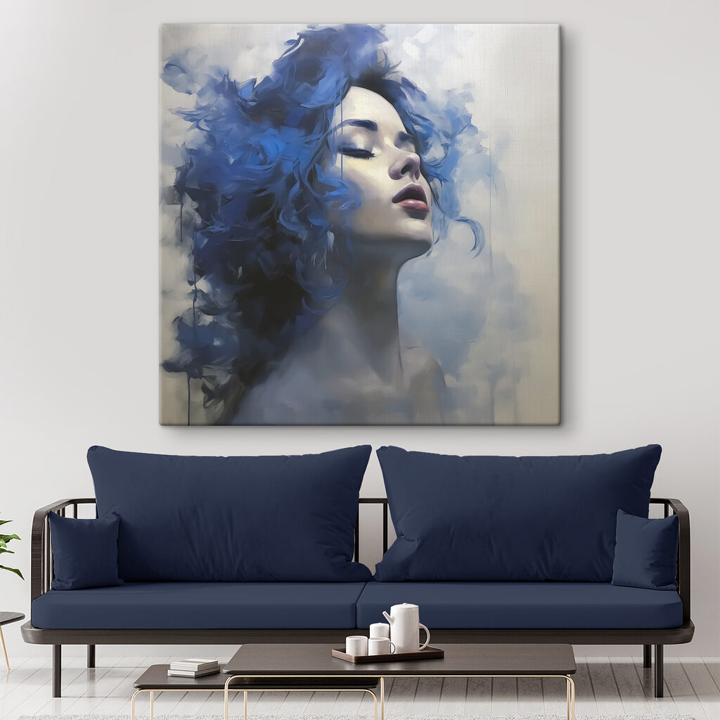 Woman with blue hair