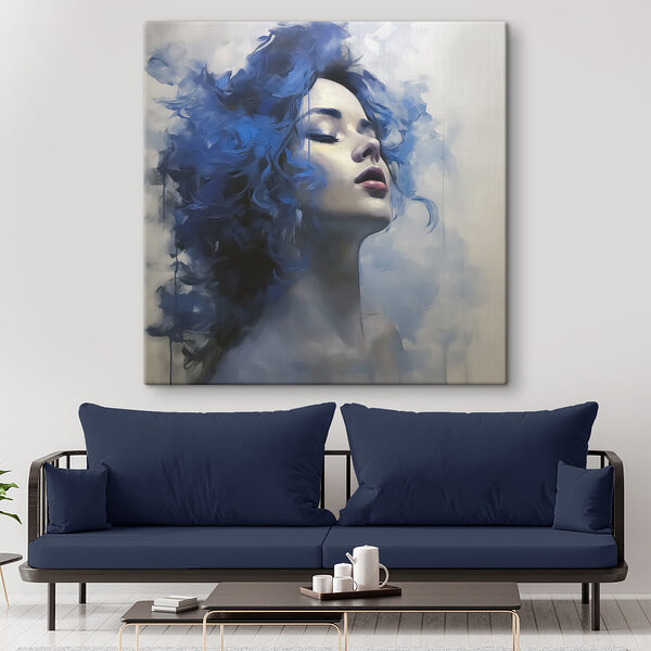 Woman with blue hair