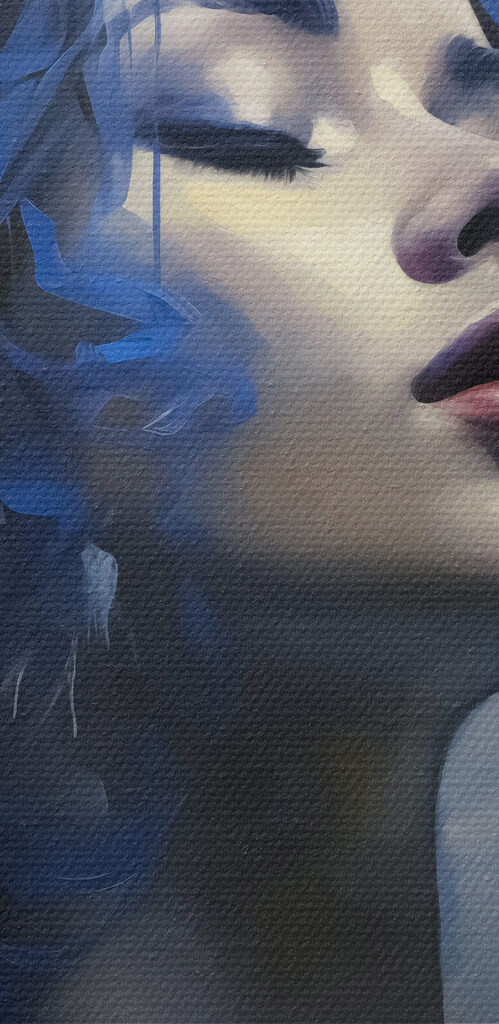 Woman with blue hair