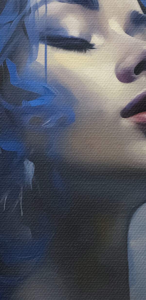 Woman with blue hair