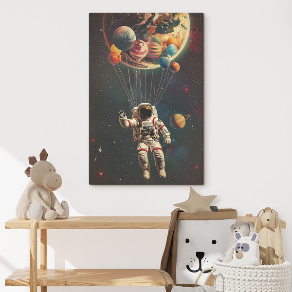 Quadri Un astronauta che fluttua nello spazio con dei palloncini (COD: s40185) Quadri Quadri Un astronauta che fluttua nello spazio con dei palloncini (COD: s40185)