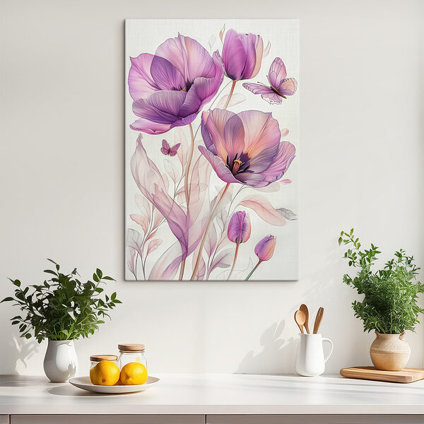 Purple flowers with butterflies