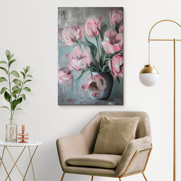 Quadri Quadri Dipinto raffigurante fiori rosa in un vaso (COD: s40194)