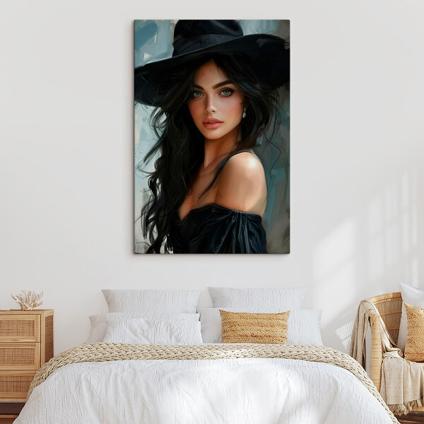 Quadri Donna con un cappello