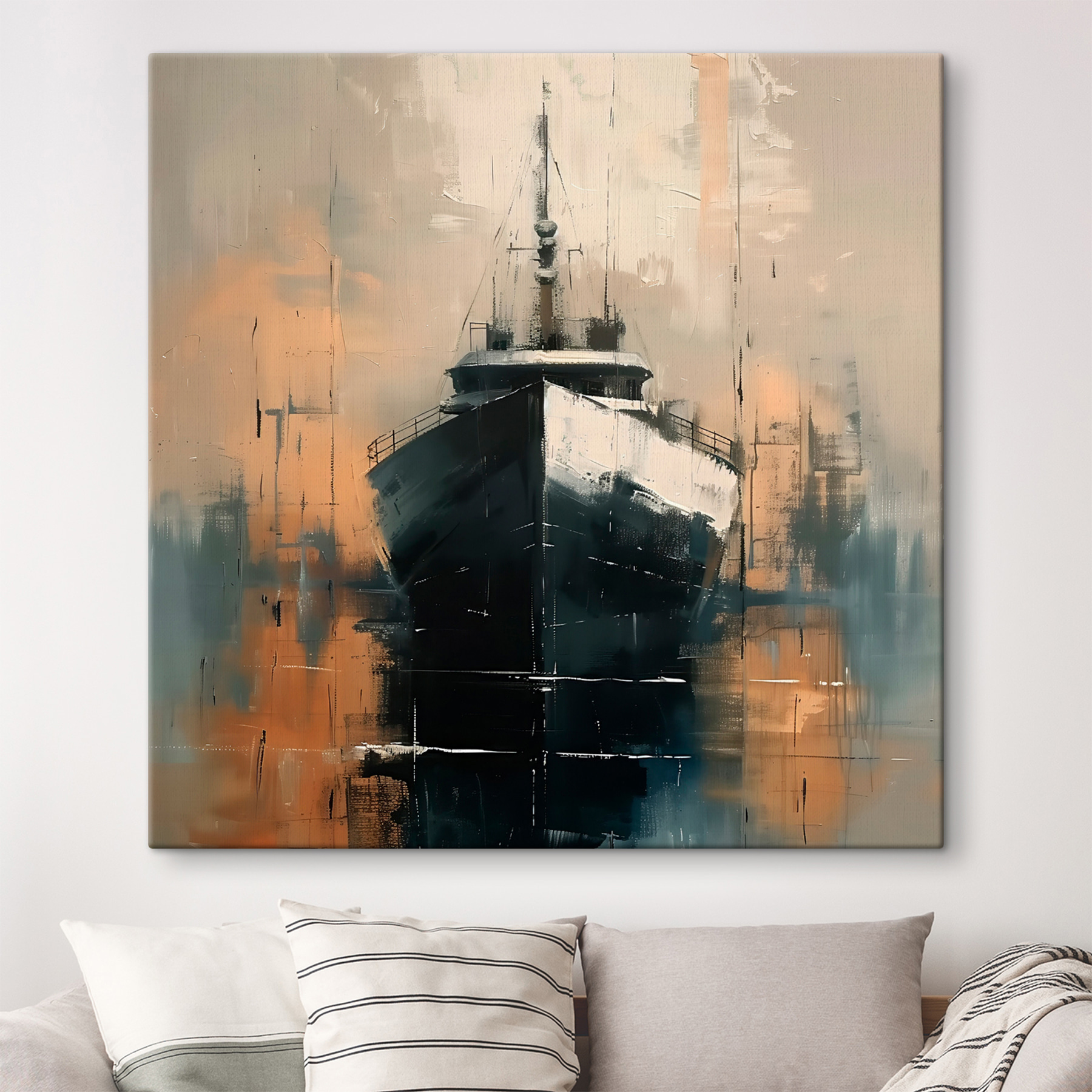 Painting of a boat in the water Painting of a boat in the water