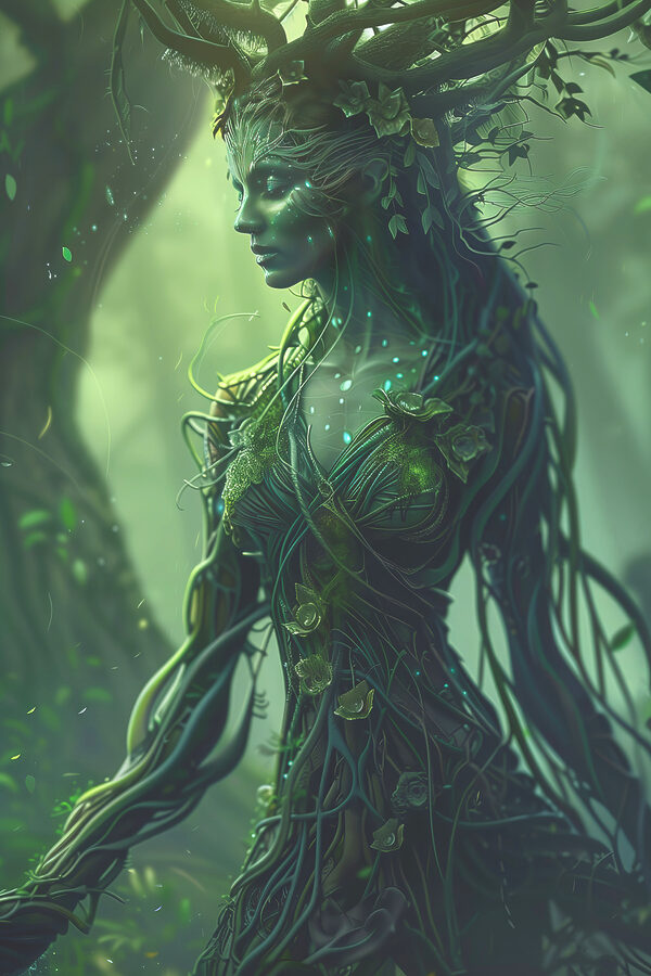 Woman in a green dress