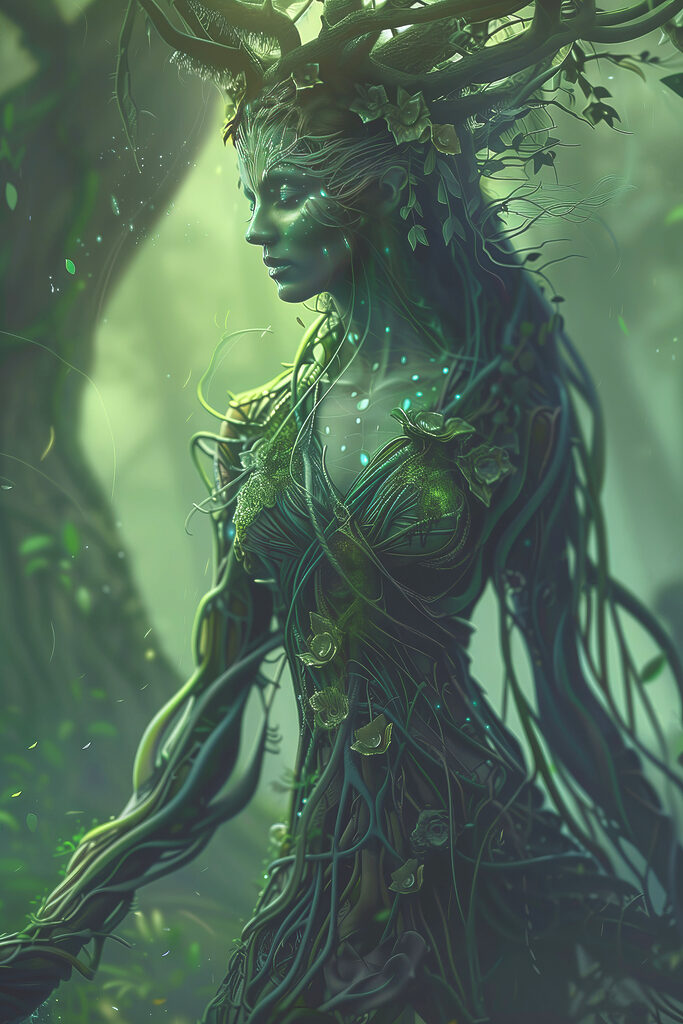 Woman in a green dress