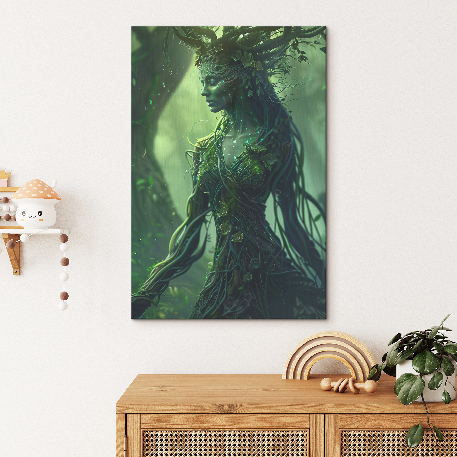 Woman in a green dress
