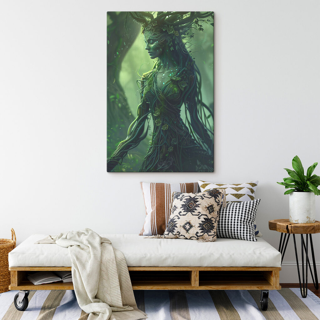 Woman in a green dress