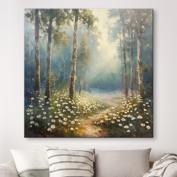 Quadri Dipinto raffigurante una foresta con fiori e alberi (COD: s40225) Quadri Quadri Dipinto raffigurante una foresta con fiori e alberi (COD: s40225)