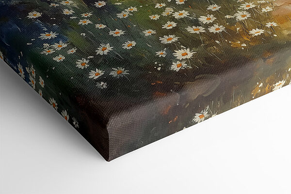 Painting of a forest with flowers and trees