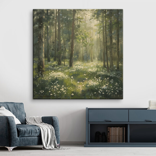 Quadri Quadri Bosco con alberi e fiori (COD: s40226)