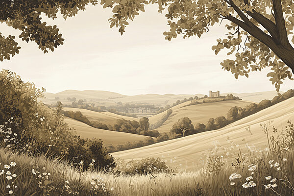 Landscape with hills and trees