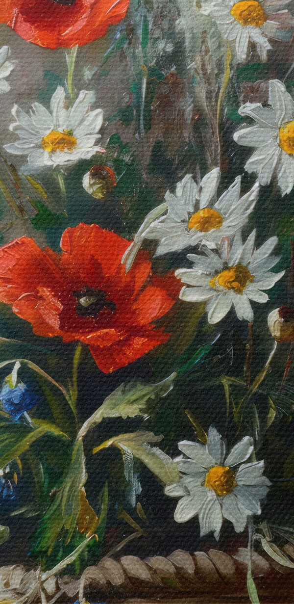 Painting of flowers in a basket