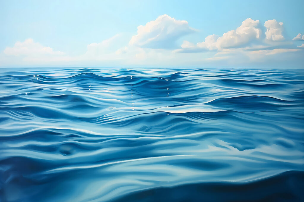 Blue ocean with white clouds