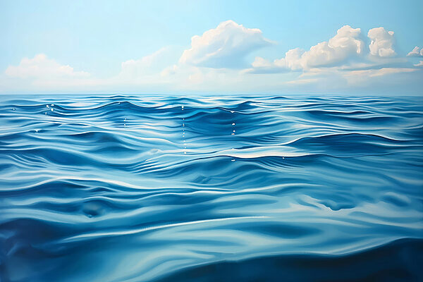 Blue ocean with white clouds