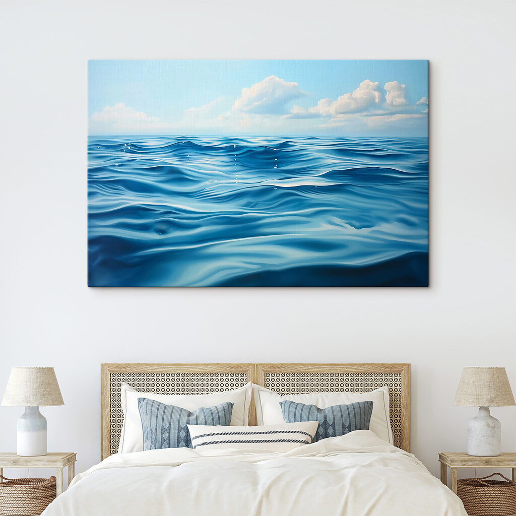 Blue ocean with white clouds