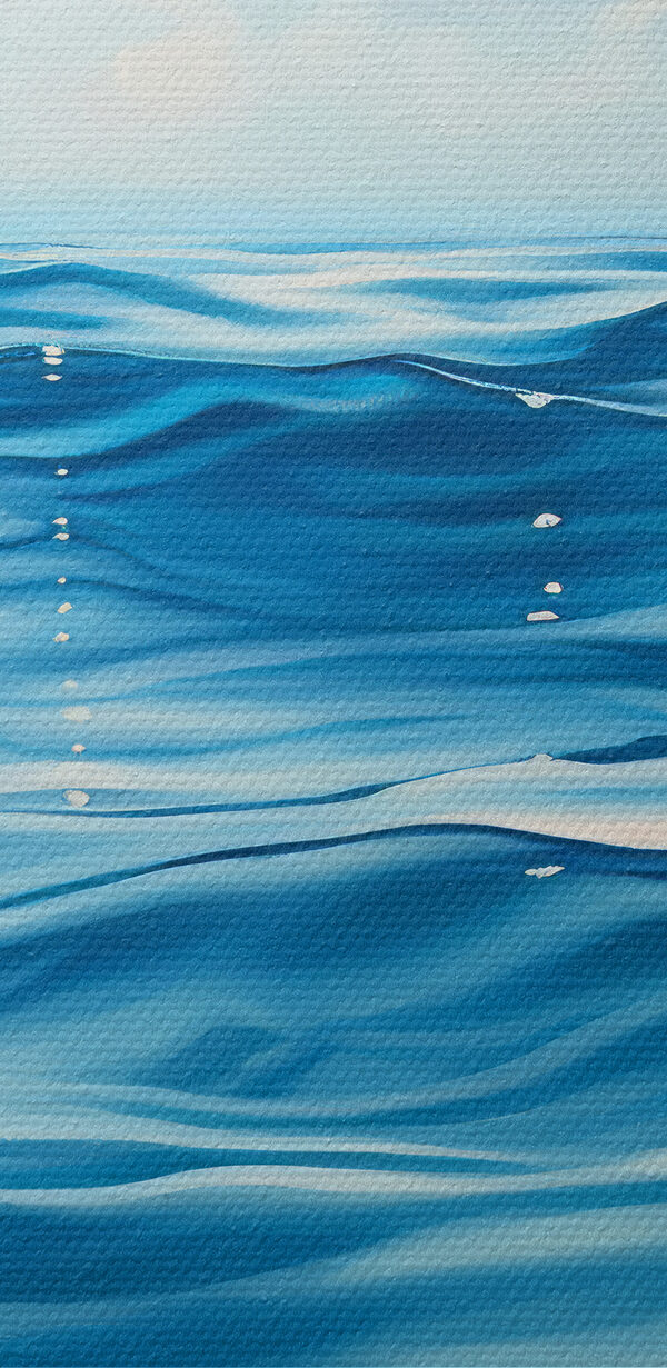 Blue ocean with white clouds