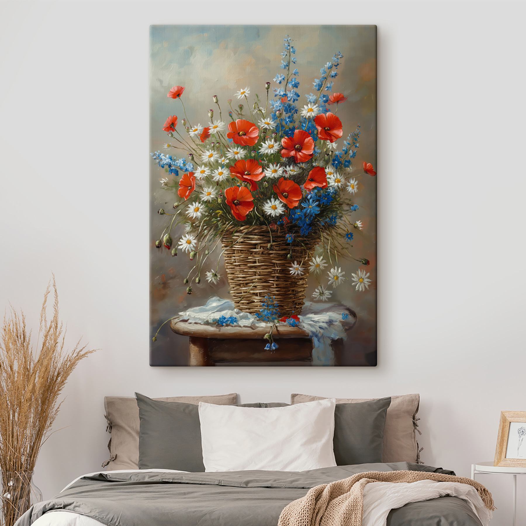 Painting of flowers in a basket