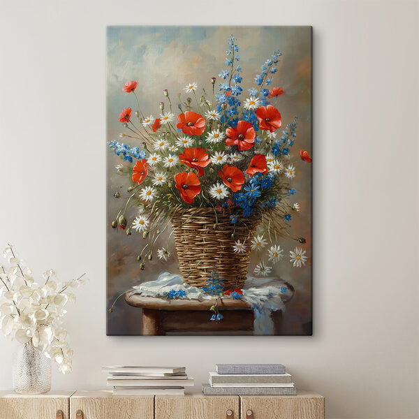 Painting of flowers in a basket