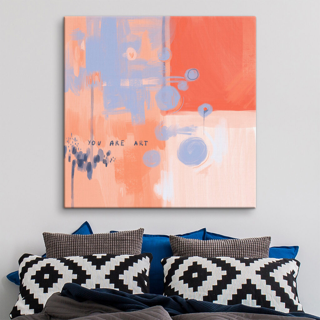 Painting of a pink and blue background Painting of a pink and blue background