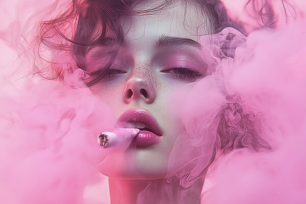 Woman with smoke around her face Woman with smoke around her face