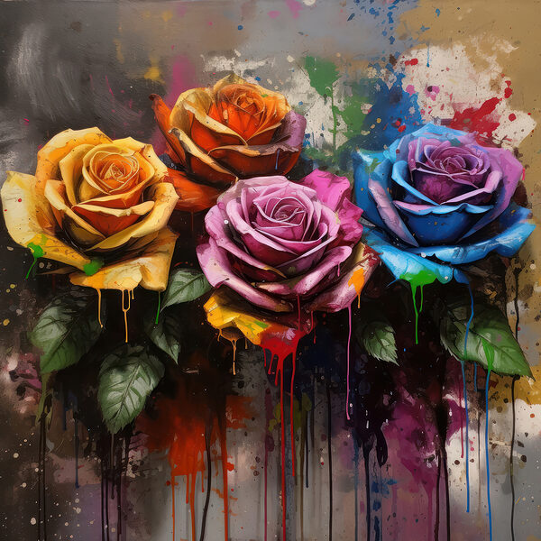 Painting of colorful roses Painting of colorful roses