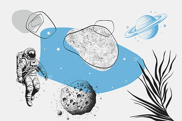 Disegno di un astronauta che corre nello spazio Disegno di un astronauta che corre nello spazio