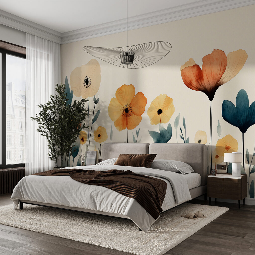 Group of flowers with leaves