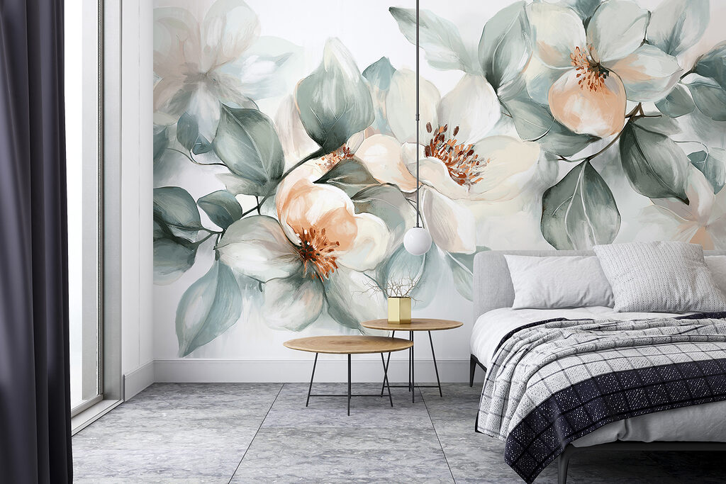 Painting of flowers and leaves Painting of flowers and leaves